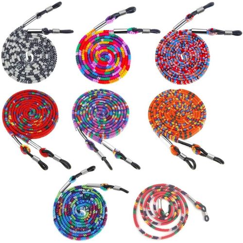 asas-8 Pièces Cordon Lunettes Ensemble De Avec Cordon De Lunettes,Chaîne Lunettes De Soleil,Style Ethnique Bohème Cordon De Lunettes De Sport Neutre Réglable Pour Les Sports Et Les Activités De Plein Air