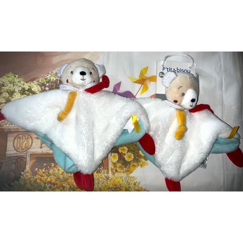 Doudou Ours Lulu & Mael P'tit Bisou Aubert Lot De Deux Doudous Peluches Jouet Bebe