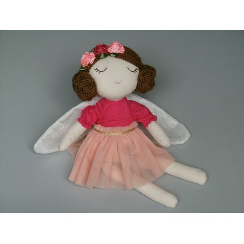 Doudou Poupée Fée Rose Blanc Fleurs Ailes 30 Cm Sergent Major