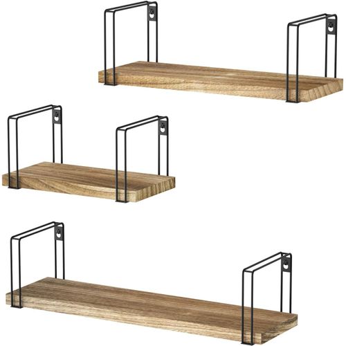 Asas-Etageremurale Lot De 3 Étagèremurale Bois Equerre Etageremurale Pour Cuisine Salon Chambre Bureau Etagères Flottantes Chargemaximal 18 Kg
