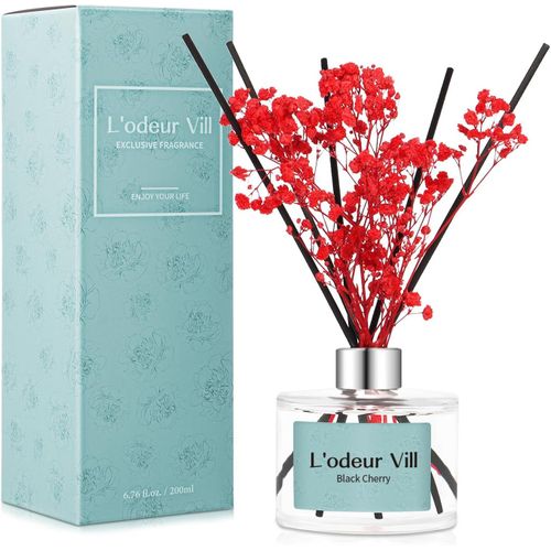 Home Fragrance Diffuser,Black Cherries 200 ml with Diffuser Sticks Reed Diffuser Sticks for Bathroom Shelf Decoration