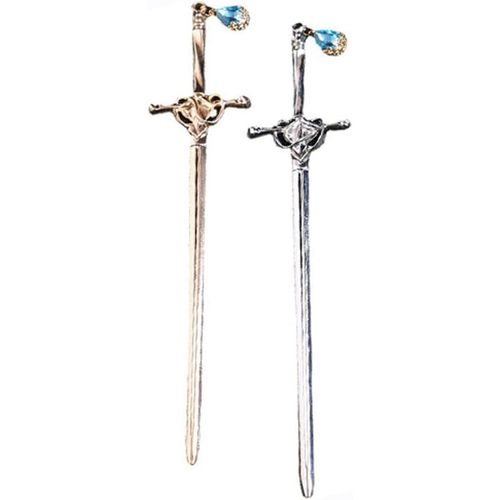2 Pièces Épingle À Cheveux En Métal,Baguettes À Cheveux Unisexes En Forme D'épée Vintage,Chinoise Épée Bâtons En Rétro Pour Femmes Et Filles Cheveux Accessoire,Marque-Pages En Métal (Argent,Or)