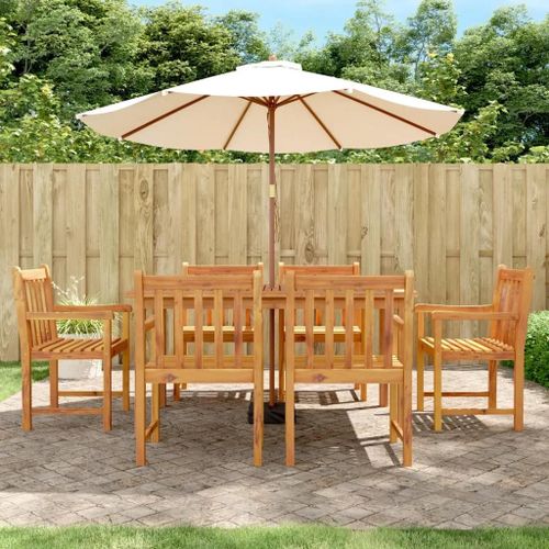 Prolenta Premium - Ensemble À Manger De Jardin 7 Pcs Bois D'acacia Solide
