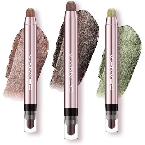 Stick Eyeshadow Cream,Waterproof Pencil Stick Shimmer Pen Create Glitter Eye Makeup,3pcs 