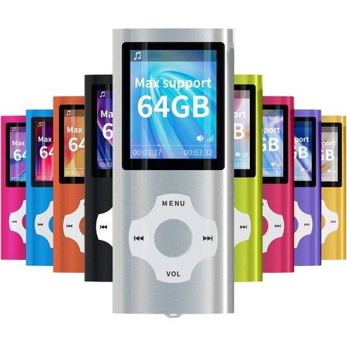 pengwushop-\U2013 Digital, Compact Et Portable Lecteur Mp3/Mp4 (Max Support 64 Go Carte Memory) Avec Photo Viewer, E-Book Reader Et Radio Fm Enregistreur Vocal Et Vidéo Vidéo En Argent