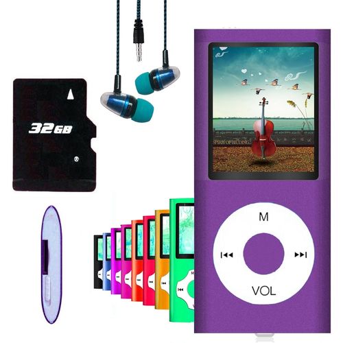 pengwushop-Hotechs Lecteur Mp3/Mp4 Avec Carte Mémoire De 32 Go, Design Fin, Écran Lcd Numérique De 1,8"", Radio Fm
