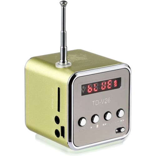 pengwushop-Td-V26 Mini Haut-Parleur Numérique Radio Fm Stéréo Mp3 Mp4 Lecteur De Musique Compatible Carte Micro Sd/Tf/Usb/Disque/Fm (Vert)