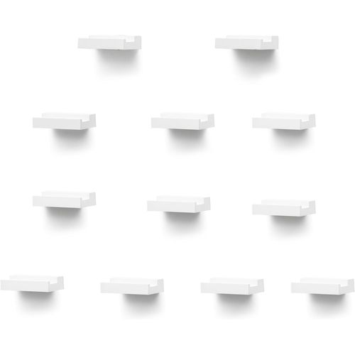 Lot De 12 Étagères Murales En Bois De Chêne Massif Pour Disques,Supports Pour Albums,Étagères À Rebord Pour Photos,Support De Collection De Disques(Blanc Rustique)