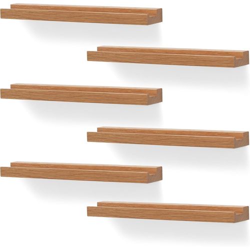 6 Pack Record Holder Wall Mounted Record Display Stand Cd Book Art Vintage Storage For Home (Wood Color)