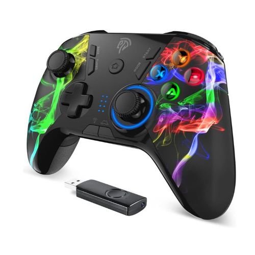 Easysmx Manette Pc/Ps3 Sans Fil Rechargeable, 9110 2.4g Manette Pc, Manette Ps3 Avec Double Vibration Et Turbo, Compatible Pour Pc, Ps3 Et Switch, Multicolore