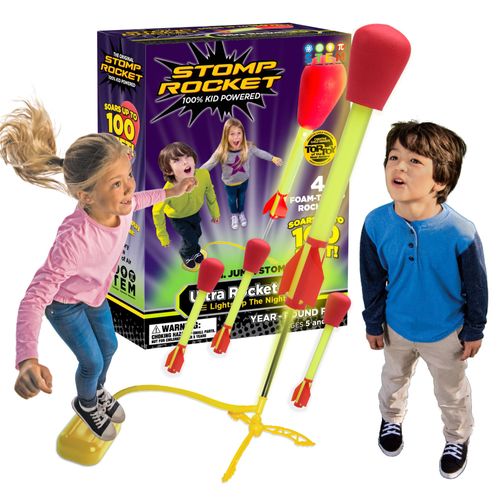 Stomp Rocket L`Original Ultra Rocket Led, 4 Fusées - Jouet De Fusée D'extérieur Pour Garçons Et Filles - Livré Avec Un Lance-Roquettes - À Partir De 5 Ans