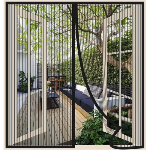 meimieshop-Moustiquaire Porte Fenetre 110X110Cm,Noir Rideau Moustiquaire Fenetre Aimantée,Respirantes,Maille Ultra Fine,Anti-Moustiques Pour Salon,Fermeture Automatique,Avec Bande Adhésive