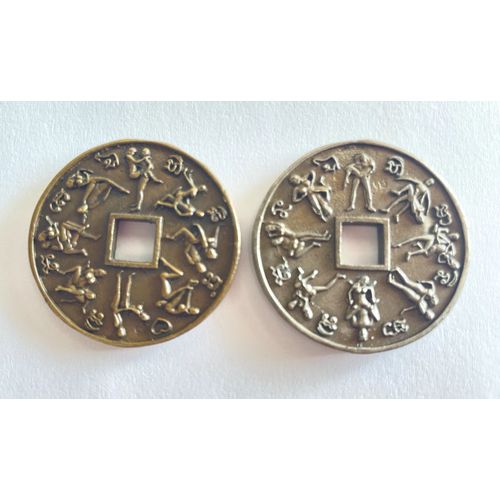 Pièce Kamasutra Médaille Talisman Sacré Sapèque Cosmogonie Alliage Thaïlande