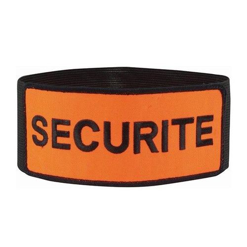 Brassard De Sécurité Noir Orange Fluo, Réglable Par Scratch Elastique, Pour Agent De Sécurité