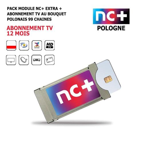 Pack Module NC+ Extra + Abonnement Tv 12 mois Pologne 99 chaines Nationales et Internationales, HD, Satellite