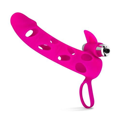 Gaine De Pénis Avec Vibromasseur Bullet - Rose