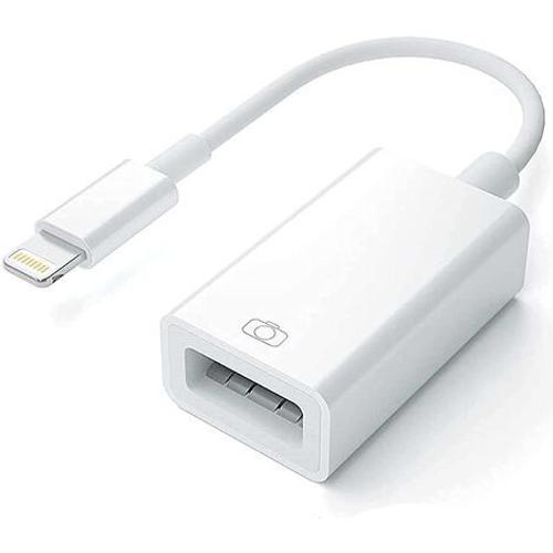 Adaptateur Apple Lightning Vers Usb Pour Appareil Photo, Câble Usb 3.0 Otg Pour Iphone/Ipad, Clé Usb, (Blanc) Banban