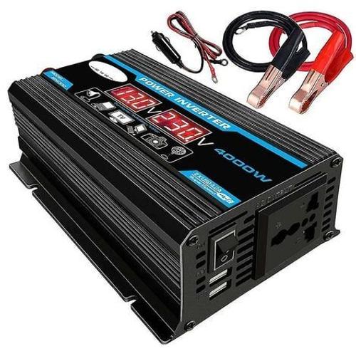 Convertisseur De Tension 4000w 12v 220v/110v Led Ac Voiture Onduleur Convertisseur Chargeur Adaptateur Inverseur Double Usb Transformateur Modifié Onde Sinusoïdale