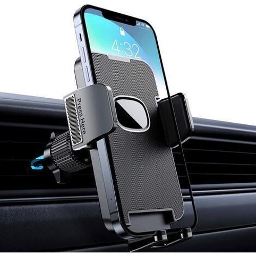 Support Téléphone Voiture [Clip De Qualité Militaire] Porte Téléphone Voiture Rotatif À 360 Degrés Pour Grille D'aération De Voiture Support Gps Voiture Pour Smartphone Iphone Android (Black)