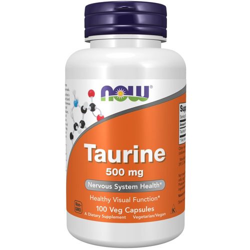 Now Foods, Taurine, 500 Mg, 100 Gélules Végétalien, Testé En Laboratoire, Acide Aminé, Sans Gutine, Sans Soja, Végétarien 