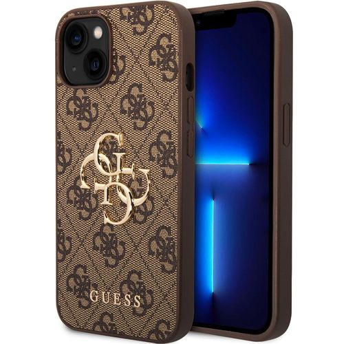 Coque Guess Logo 4g Métal Doré Iphone 15 Coloris Marron