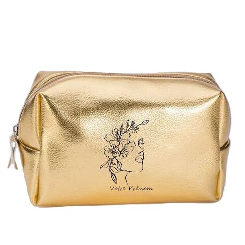 Grande trousse de maquillage doree pochette Line art 4 personnalisee