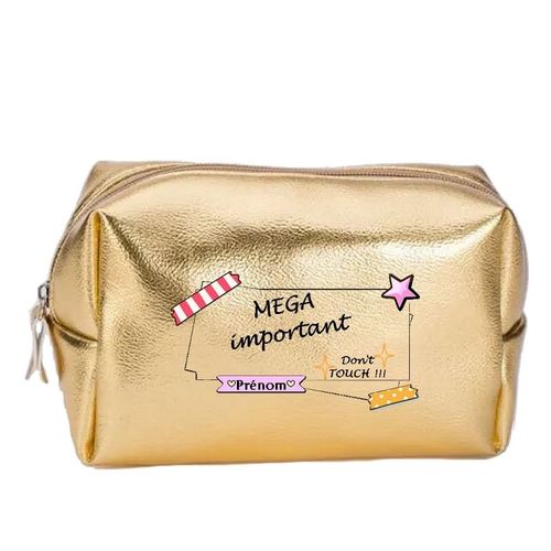 Grande trousse de maquillage doree pochette don t touch personnalisee