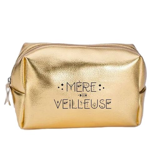 Grande trousse de maquillage doree pochette Maman merveilleuse