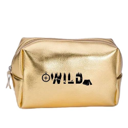 Grande trousse de maquillage doree pochette avec votre prenom nature personnalisee