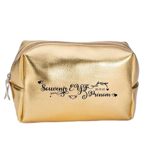 Grande trousse de maquillage doree pochette Souvenir EVJF personnalisee