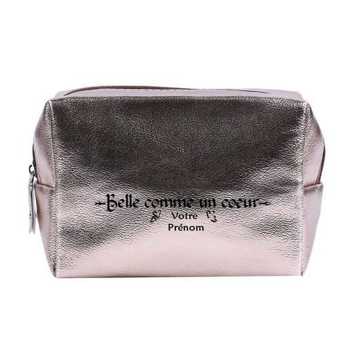 Grande trousse de maquillage Rose gold pochette Belle comme un coeur personnalisee