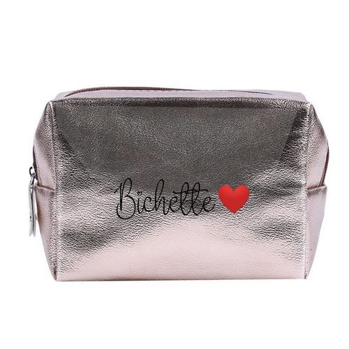 Grande trousse de maquillage Rose gold pochette Bichette et coeur