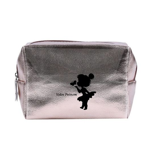 Grande trousse de maquillage Rose gold pochette Fee papillon personnalisee