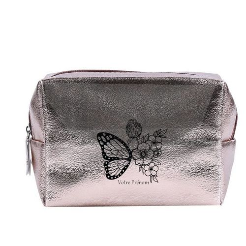 Grande trousse de maquillage Rose gold pochette Femme papillon personnalisee