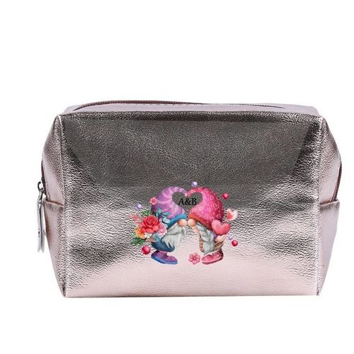 Grande trousse de maquillage Rose gold pochette lutin et coeur personnalisee