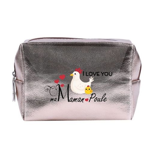 Grande trousse de maquillage Rose gold pochette Maman poule personnalisee