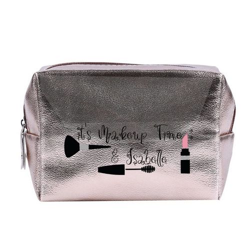 Grande trousse de maquillage Rose gold pochette Makeup time personnalisee