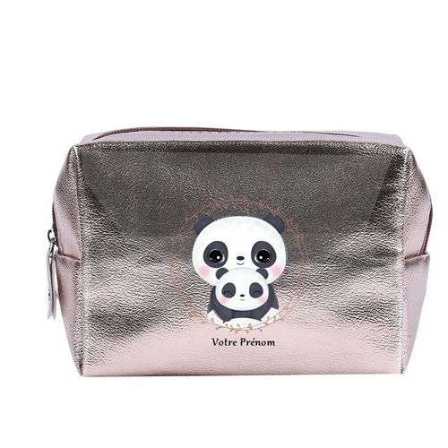 Grande trousse de maquillage Rose gold pochette Panda maman personnalisee