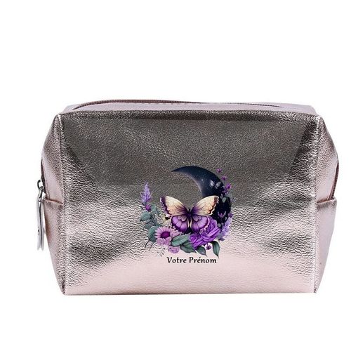 Grande trousse de maquillage Rose gold pochette Papillon lune personnalisee