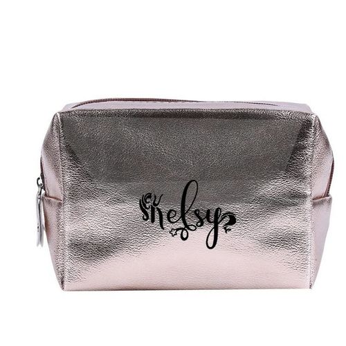 Grande trousse de maquillage Rose gold pochette avec votre prenom licorne personnalisee