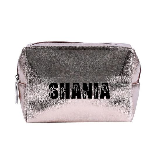 Grande trousse de maquillage Rose gold pochette avec votre prenom gym personnalisee