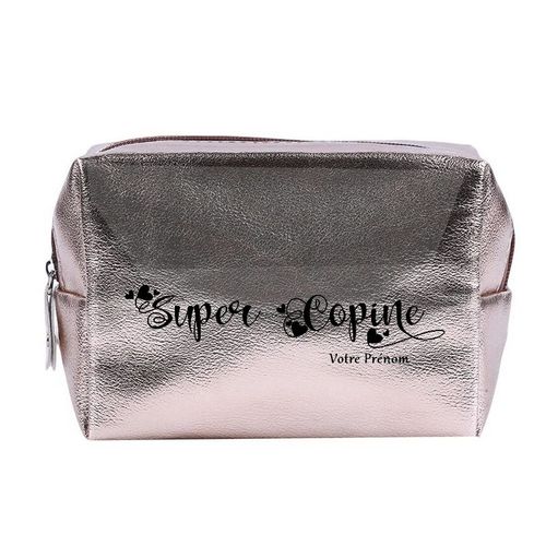 Grande trousse de maquillage Rose gold pochette Super copine personnalisee