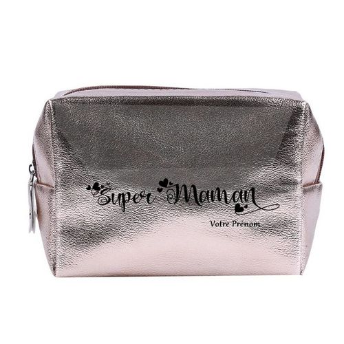 Grande trousse de maquillage Rose gold pochette Super maman personnalisee