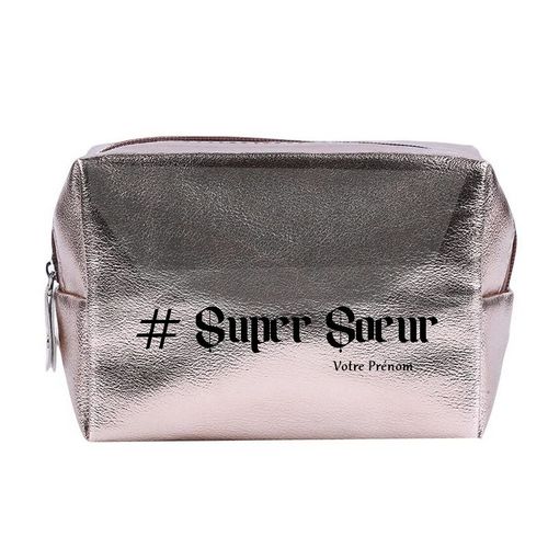Grande trousse de maquillage Rose gold pochette Super soeur personnalisee