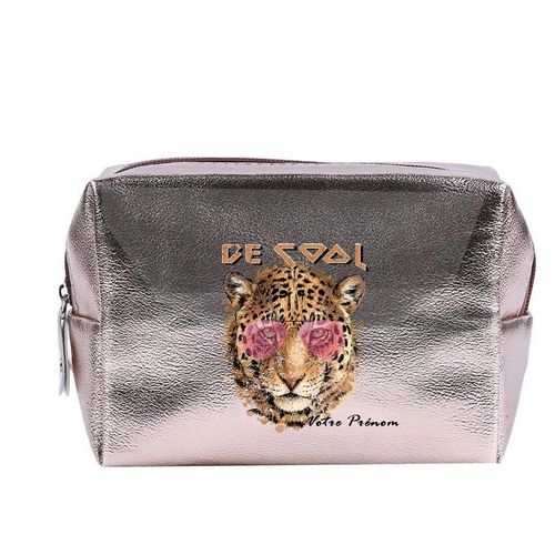 Grande trousse de maquillage Rose gold pochette Tigre cool personnalisee