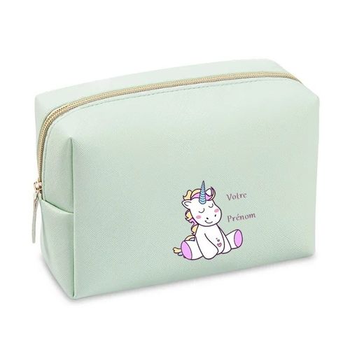 Grande trousse de maquillage Vert pastel pochette Licorne enjoy personnalisee