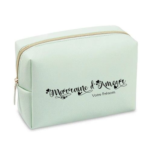 Grande trousse de maquillage Vert pastel pochette Marraine d amour personnalisee