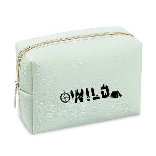 Grande trousse de maquillage Vert pastel pochette avec votre prenom nature personnalisee