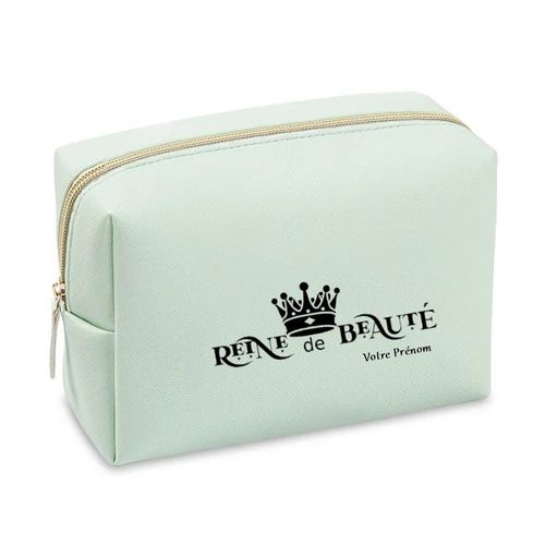 Grande trousse de maquillage Vert pastel pochette Reine de beaute personnalisee