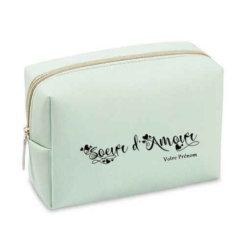 Grande trousse de maquillage Vert pastel pochette Soeur d amour personnalisee